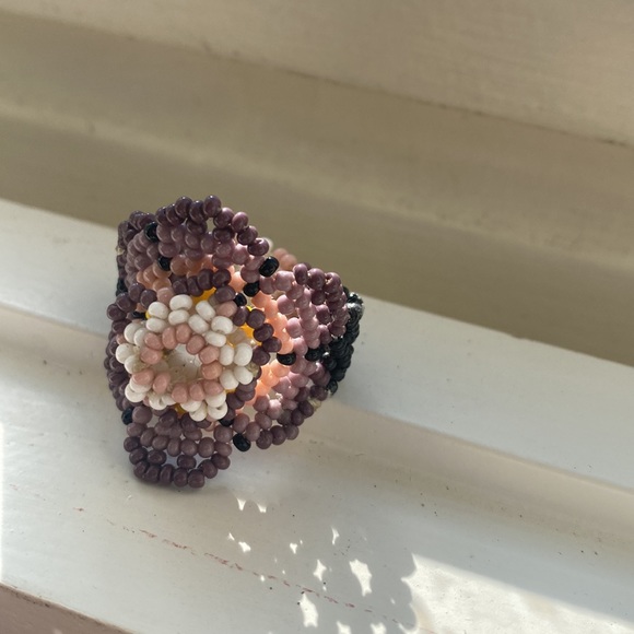Huichol Beaded Flower Ring - Picture 5 of 10